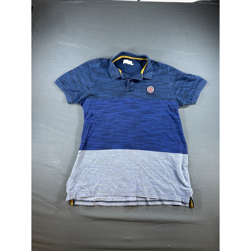 Peter England blue and grey colorblocked short-sleeve polo shirt Size XL